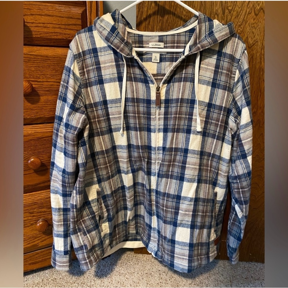 LLBEAN zip flannel hoodie